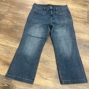 Liverpool Dark Wash Wide Leg Cropped Jeans